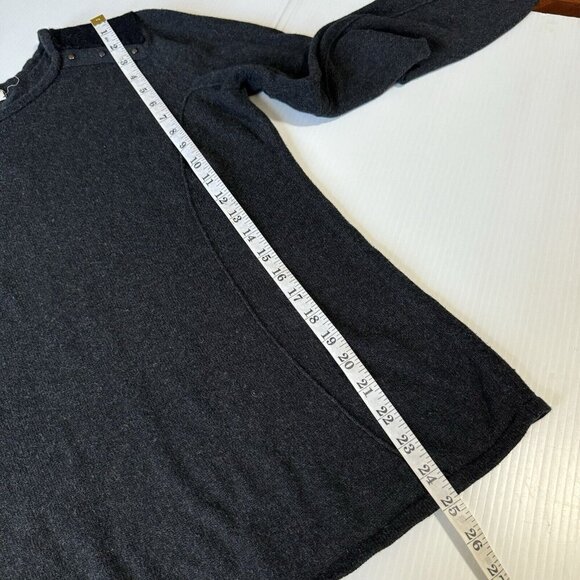 INDIGENOUS Black Long Sleeve 100% Organic Cotton Sweater Sz L Alpaca Wool Trim - Picture 9 of 16